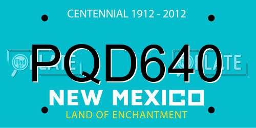 PQD640 New Mexico License Plate