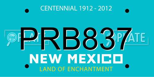 PRB837 New Mexico License Plate