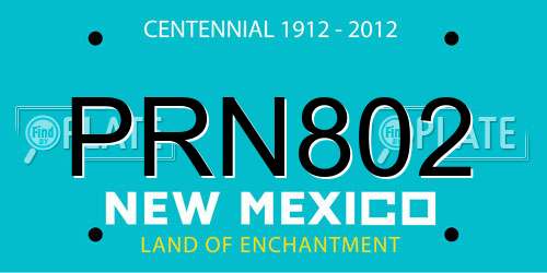 PRN802 New Mexico License Plate
