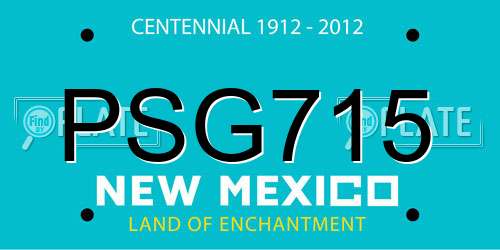 PSG715 New Mexico License Plate
