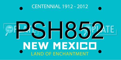 PSH852 New Mexico License Plate