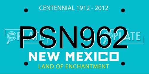 PSN962 New Mexico License Plate