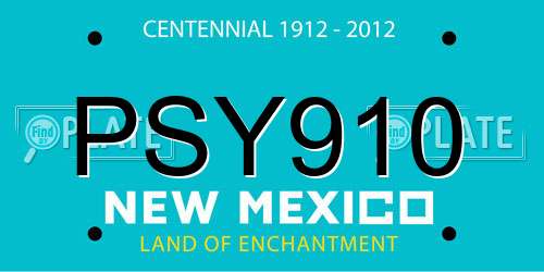 PSY910 New Mexico License Plate
