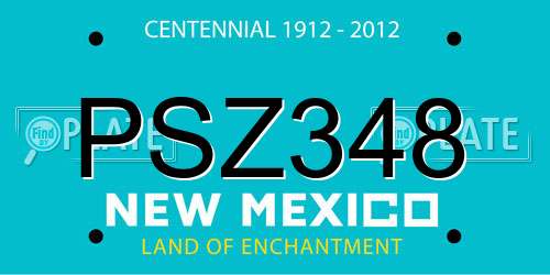 PSZ348 New Mexico License Plate