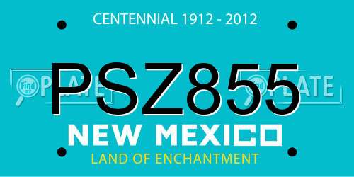 PSZ855 New Mexico License Plate