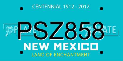 PSZ858 New Mexico License Plate