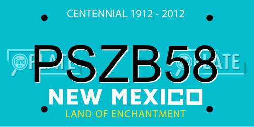 PSZB58 New Mexico License Plate