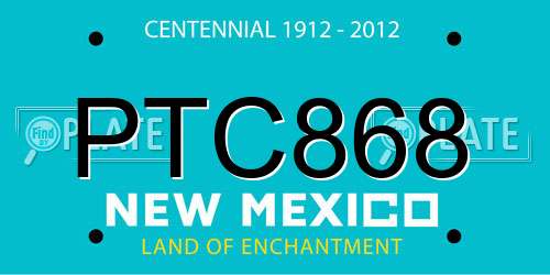 PTC868 New Mexico License Plate