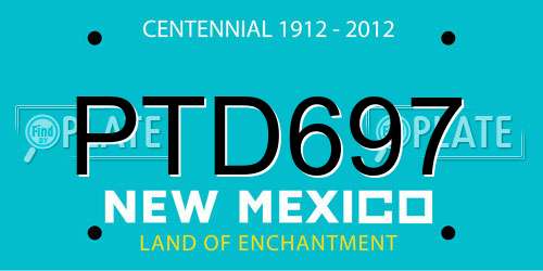 PTD697 New Mexico License Plate