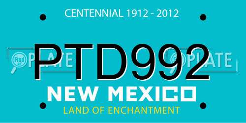 PTD992 New Mexico License Plate