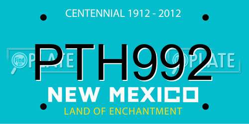 PTH992 New Mexico License Plate