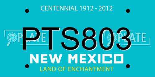 PTS803 New Mexico License Plate