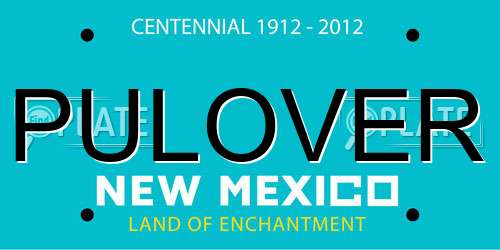 PULOVER New Mexico License Plate