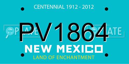 PV1864 New Mexico License Plate