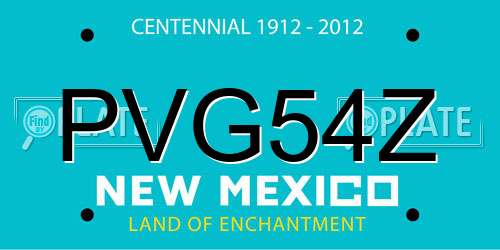 PVG54Z New Mexico License Plate
