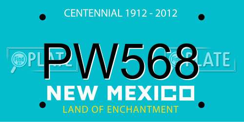 PW568 New Mexico License Plate