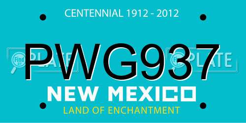 PWG937 New Mexico License Plate