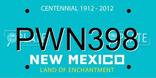 PWN398 New Mexico License Plate