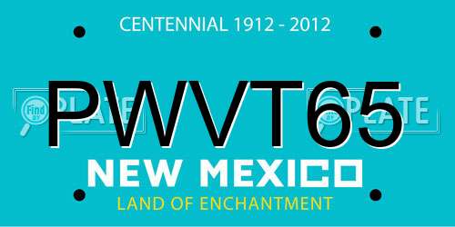 PWVT65 New Mexico License Plate