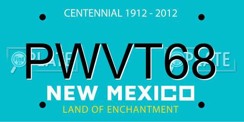 PWVT68 New Mexico License Plate