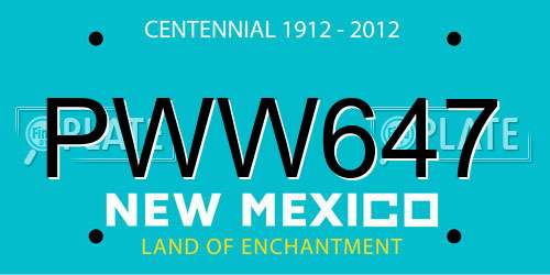 PWW647 New Mexico License Plate