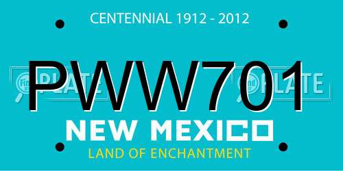 PWW701 New Mexico License Plate