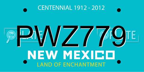 PWZ779 New Mexico License Plate