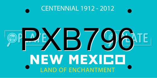 PXB796 New Mexico License Plate