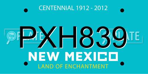 PXH839 New Mexico License Plate