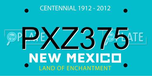 PXZ375 New Mexico License Plate