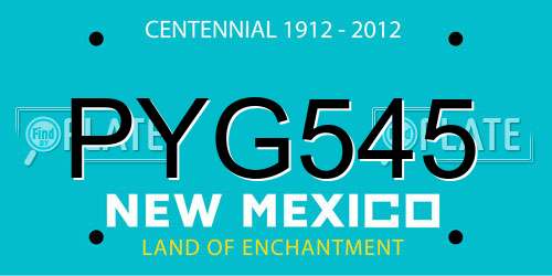 PYG545 New Mexico License Plate