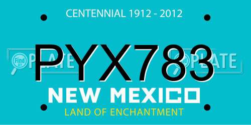 PYX783 New Mexico License Plate