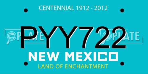 PYY722 New Mexico License Plate
