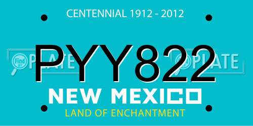 PYY822 New Mexico License Plate