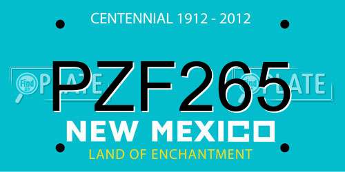 PZF265 New Mexico License Plate