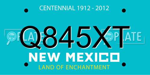 Q845XT New Mexico License Plate