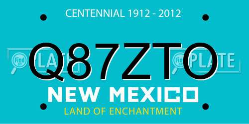 Q87ZTO New Mexico License Plate