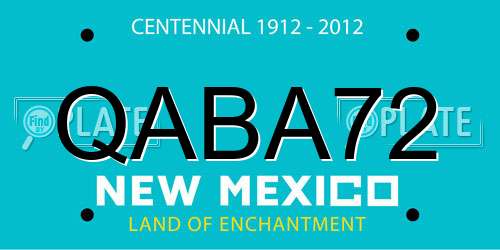 QABA72 New Mexico License Plate