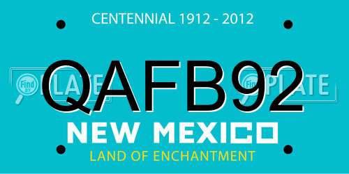 QAFB92 New Mexico License Plate