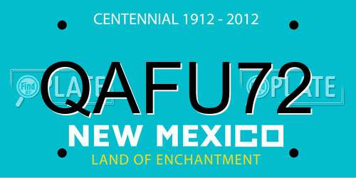 QAFU72 New Mexico License Plate