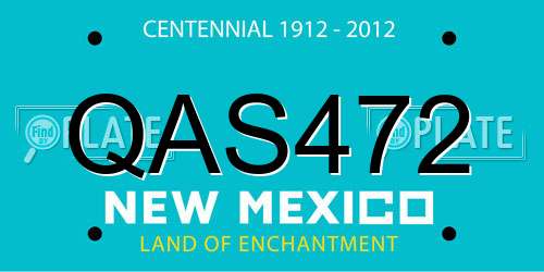 QAS472 New Mexico License Plate