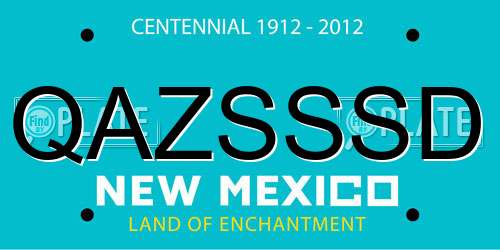 QAZSSSD New Mexico License Plate