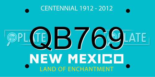 QB769 New Mexico License Plate