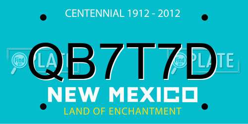 QB7T7D New Mexico License Plate