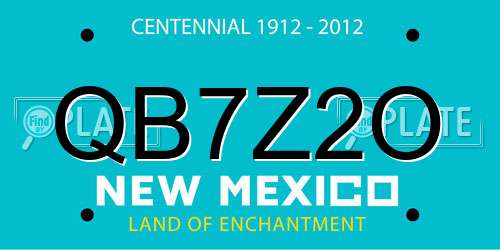 QB7Z2O New Mexico License Plate