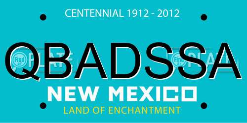 QBADSSA New Mexico License Plate