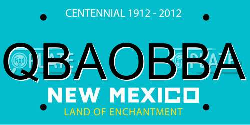 QBAOBBA New Mexico License Plate