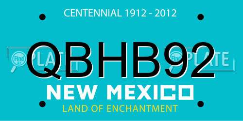 QBHB92 New Mexico License Plate