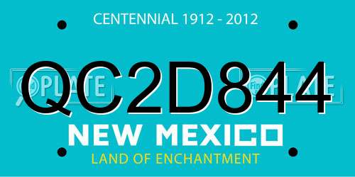 QC2D844 New Mexico License Plate