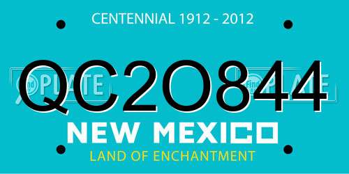 QC2O844 New Mexico License Plate